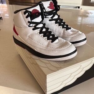 Air Jordan 2 Retro White and Red Sneakers